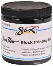 Sax True Flow Water Soluble Block Printing Ink, 8 Ounce Jar, Black - 461924