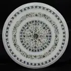 18" Marble side end table top lapis semi precious stones inlay art home decor