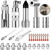 28 Piece Grease Gun Adapter Set, Grease Gun Accessory Set for Grease Gun Mouthpiece Grease Gun for Grease Nipple Attachment Lubricator Connection Nipple 7 Types, Compatible with Most Grease Guns