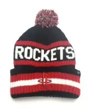 Houston Rockets NBA '47 Brand Bering Pom Cuffed Knit Skull Cap Black / Red OSFM