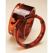 Neiman Marcus Lucite Tortoise Resin Chunky Crystal bangle Bracelet NWT 198