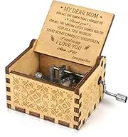 Mother from Son Music Box Hand Crank Engraved Musical Box-U R My Sunshine Mechanism Antique Vintage Personalizable on Birthday Party