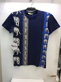 在飛比找Yahoo!奇摩拍賣優惠-Versace jeans 藍色 老虎 圖案 圓領T恤 全新