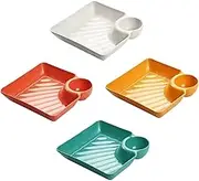 Gatuida 4pcs Chip and Dip Serving Platters Multipurpose Snack Trays for Sushi Dumplings Appetizers Modern Aesthetic for Family Parties and Events