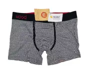 Wood underware for men - boxer briefs in black and white houndstooth - small