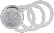 Tredoni 3 Rubber Seals/Rings+Filter -Replacement- Sizes 1,2,3,6,9,14 Cup Espresso Coffee Maker Moka Pot- 7.1cm (6 Cup)