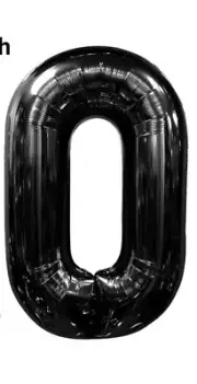40" NUMBER (0) BALLOONS - Self Inflated Air/Helium - Foil Balloons - BLACK