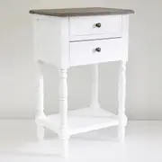 Bedside Table 2 Drawers - Brown Top