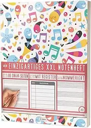 Mein Notenheft / 86 Seiten, 44 Blätter, 12 Systeme / Mit Register und Seitenzahlen / PR301 „Buntes Muster“ / DIN A4 Soft Cover