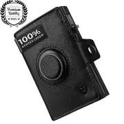 GENUINE LEATHER Mens Wallet RFID Blocking Photo Card Holder Coins Pocket Case