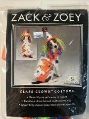 Dog Halloween Costume Class Clown Costume Zack & Zoey Size Small New In Package