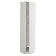 METOD high cabinet w shelves/wire basket, white/Havstorp light grey, 40x60x200 cm