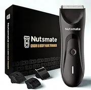 NUTSMATE Groin & Body Hair Trimmer for Men, Electric Ball Trimmer Pubic Trimmer Shaver,Manscape Kit with 3 Combs,Replaceable Ceramic Blade Heads,Waterproof Wet/Dry Shaver,120 Minutes Shaving