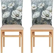ZRYSMY 6 Pcs Chair Back Covers Abstract White Gold Floral Dining Chair Slipcovers Washable Back Chair Protectors Covers for Kitchen Home Decor 19.7 x 23.6 Inch