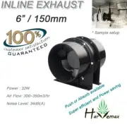 6" 34dba 190CFM Low Noise Vent Fan Fo Hydroponics System Grow Tent Lights Cool