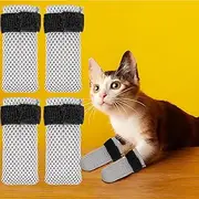 4Pcs Cat Mittens Adjustable Cat Foot Covers Breathable Mesh Cat Mittens Soft Comfortable Cat Anti Scratch Gloves Cat Paw Protector for Cats Bathing Cutting Nails 5x10cm
