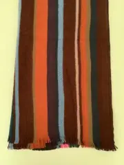 New Men’s Paul Smith ‘Wide Airtex’ Multicoloured Striped Wool Scarf/Wrap