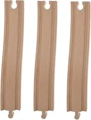 Kisangel 3Pcs Wooden Train Track Accessories Curved Track Props for Creative Play Compatible with Major Brands Present