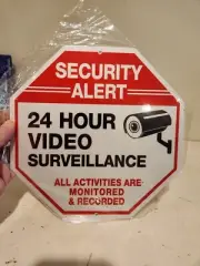 Home Security Alert 24 Hour Video Surveillance Camera Metal Sign 10x10 Pk Of 2