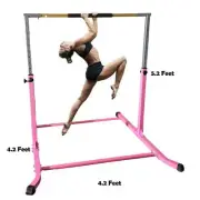 Adjustable Pink Junior Gymnastics Kip Bar for Kids – Heavy Duty, Cushioned Hand