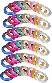 ZUNOXAZ 48 Rolls Metallic String Ribbon for Crafts Wide Decorative Ribbon for Balloon Decorations Present Wrapping Scrapbooking Festivals and Party Supplies Per Colors Each