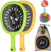 Sosoport 1Set Tennis Racket Outdoor with Bouncy Balls for Beach Racket Game Sturdy Build Non Slip Grip Vibrant Colors for Active Play