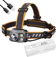 Fenix HP25R v2.0 Headlamp, 1600 Lumen Spotlight, 400 lumens Floodlight and Red Light, USB-C Rechargeable with LumenTac Organizer