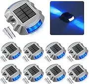 Solar Driveway Lights, Wireless LED Path Lights, IP65 Waterproof Auto-On for Garden/Walkway/Yard/Dock (Blue,8PCS)