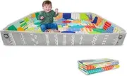 Infantino Foldable Soft Foam Mat, Extra Large Double-Sided Cushioned Portable Play Mat with Fold-Up Sides, Non Slip Crawling & Playing for Infants and Toddlers, Multicolor