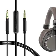 Geekria Audio Cable with Mic Compatible with ATH-M50xBT2 ATH-SR5, Pioneer SE-MS7BT Headphones Cable, 1/8" (3.5mm) to 3.5mm Replacement Stereo Cord with Inline Microphone (4ft/1.2m)