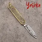 Hunting Knife Damascus Steel Folding Blade Tactical Pocket Knives Keychain Tools