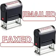 Feifeiya 2 Pcs Self Inking Rubber Stamp Emailed and Faxed Message Stamp Refillable Stampers for Office Business School Accounting Ordering Inventory Bookkeeping Coding Legal Notary Stamps Red Ink