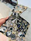 Dark Black Agate Handmade Tray, Agate Tray with golden resin, Resin Table,