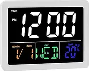 Lancoon Digital Alarm Clock, LCD Color Large Screen with Battery Support External Power Supply Temperature Week Date Time Simple for Outdoor Students Living Room
