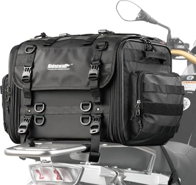 Rhinowalk Motorcycle Tail Bag, Expandable 40-60L, Black 40-60L