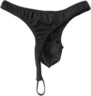 [TiaoBug] Men's Low Rise Bulge Pouch G-String Thongs Lingerie Underwear with Strap O Ring