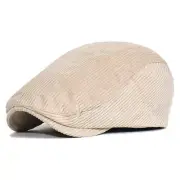 Men Corduroy Beret Hat Flat Cap Cabbie Golf Driving Newsboy Casual Warm Retro