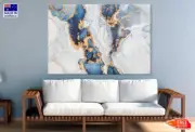 Blue White Gold Marble Liquid Art Wall Canvas Home Decor Australian Made Quality