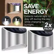 Solar 4 LED Wall Lights Gutter Fence Garden Stairs Step Outdoor Lamp Waterproof