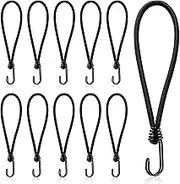 8 Inch Small Bungee Cord with Hooks-Black Bungee Cords Heavy Duty Outdoor Bungee Straps with Hooks for Camping, Tarps, Tents, Hiking,Hunting,Trucks and Boats (10 Pack)
