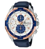 EFR-539L-7CV CASIO EDIFICE Chronograph Ion Plated Bezel Navy Leather Band 100m