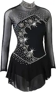 [Zagitova] Long Sleeve Ice Skating Dresses Girls' Breathable Mesh Dance Dresses Skating Exercise Bodysuit for Competition