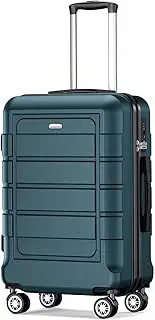 [SHOWKOO] Luggage PC+ABS Durable Hardside Suitcase with Double Spinner Wheels TSA Approved Lock, ArmyGreen, Carry on-20in