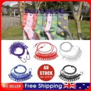 Camping Rope Peg Washing Clothes Line Travel clothesline Portable 12Clips NJ