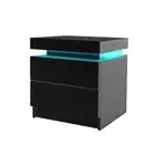 Levede Bedside Tables Drawers RGB LED Side Table High Gloss Nightstand Cabinet