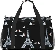 [EdWal] Eiffel Tower Print Weekender Bags for Women,Travel Bags Personal Item Travel Bag Luggage Bag Travel Accessories, Black, One Size