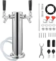 MRbrew Double Tap Draft Beer Tower Dispenser Kegerator Dual Faucet Beer Tower, Support Countertop and Kegerator Installation, Stainless Steel 3'' Brewing Tower Beer Faucet Dispenser Kit for Homebrew