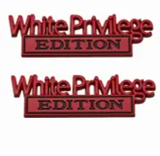 Pair White Privilege Edition Emblem 3D Raised And Strong Adhesive (black&red)