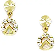 [JewelryWeb] 14k Yellow Gold CZ Simulated Diamond Fancy Drop Screw Back Earrings 12x6mm Stud Earring for Women
