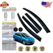 Mazda 3 2010-2013 Rain Guards & Coasters - Durable Window Deflectors Black